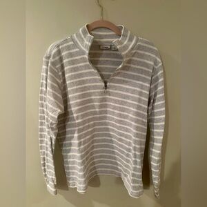 L.L. Bean Light Gray and White Striped Sweater